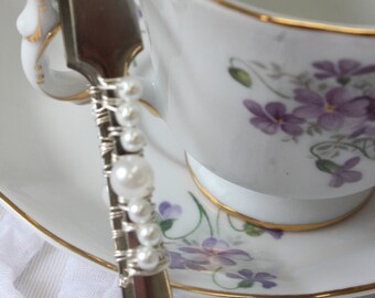 White Pearl decorated Sugar tongs/Sugar tongs/Tongs/Tea Parties