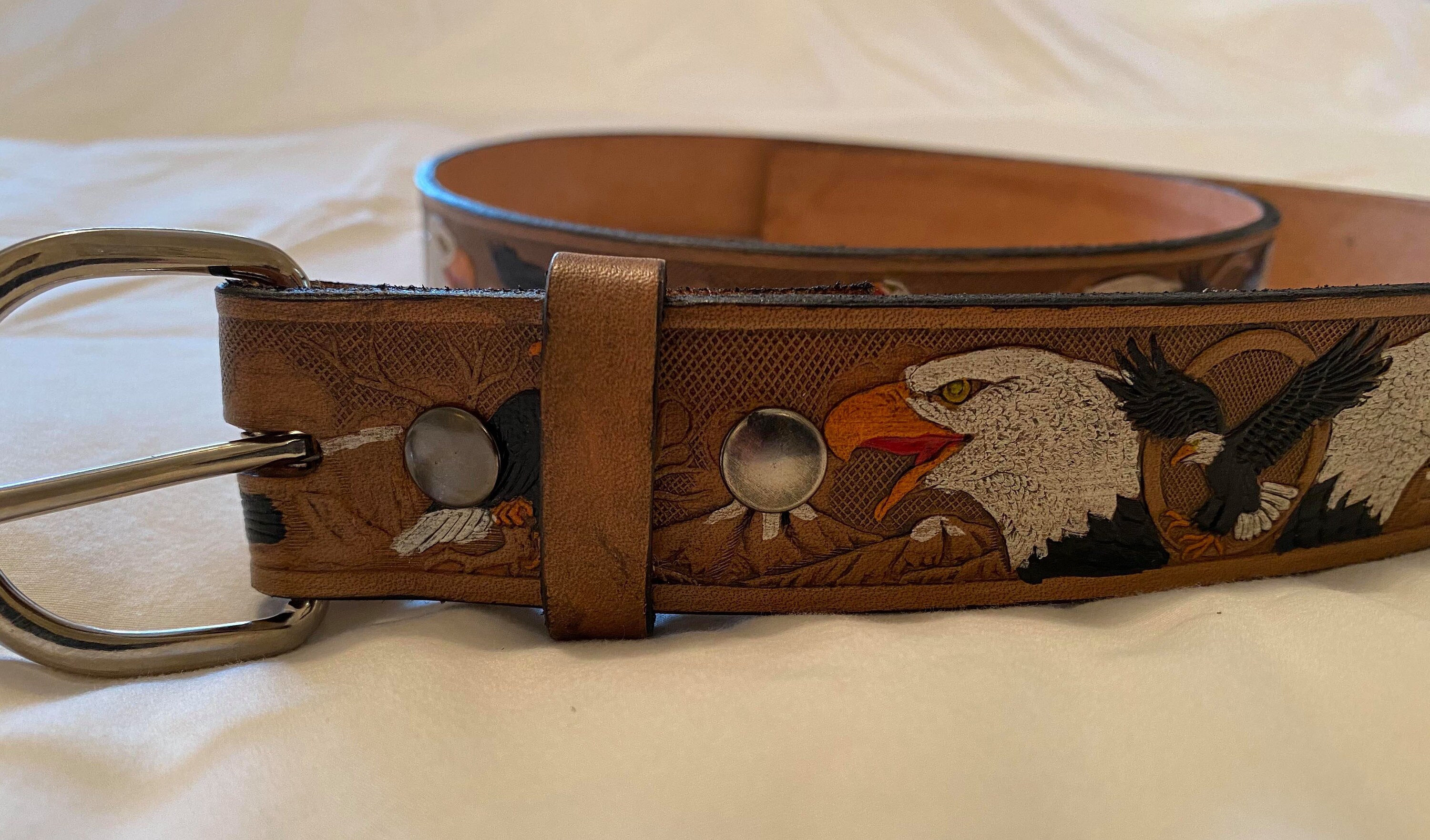Hand painted leather eagle belt leather belts that are hand Etsy