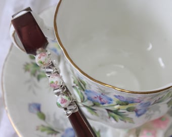 Floral pearl decorated Sugar tongs/Sugar tongs/Sugar cube tongs/Tea parties