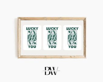 Frame TV Art | St. Patrick's Day Frame TV Art | Lucky You Playing Card Art | Frame TV Artwork | St Pattys Day Frame | Tv Wallpaper