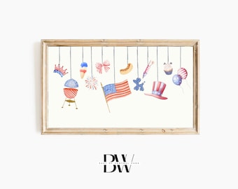 Frame TV Art | Fourth of July Frame TV Art | Watercolor Independence Day Essentials | Digital Download | Art for Frame TV