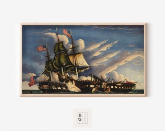 Frame TV Art | Vintage Painting | Ship at Sea, Antique |  TV Art | Digital Download | Art for Frame TV