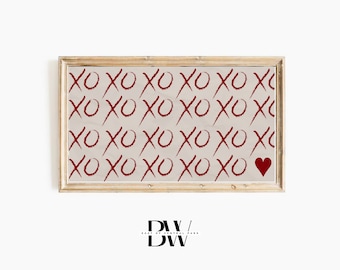 Frame TV Art | Valentine's Day Frame TV Art | xoxo Red on Paper |  Frame TV Artwork | Frame Tv Frames | Tv Wallpaper