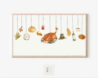 Frame TV Art | Thanksgiving Frame TV Art | Watercolor Thanksgiving Day Essentials | Digital Download | Art for Frame TV