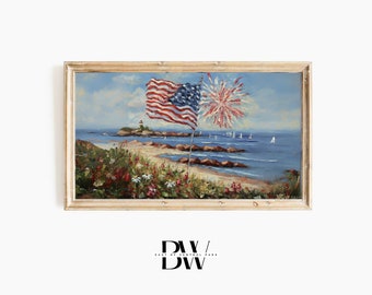 Independence Day Frame TV Art | Coastal New England | 4th of July Frame TV Art | Frame Tv Artwork | Grandmillennial Frame TV | Memorial Day