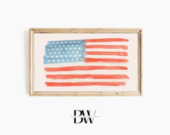 Frame TV | Watercolor American Flag | 4th of July | Modern Traditional | Independence | Rustic | Memorial Day | Labor Day