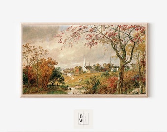 Frame TV Art | Autumn, Fall | Church on a Hill |  TV Art | Digital Download | Art for Frame TV