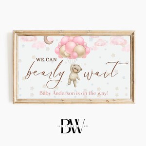 Frame TV Art | Custom Baby Shower Art | We Can Bearly Wait, Girl | Frame TV Baby Shower | Tv Wallpaper | Art for Frame TV