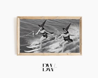 Frame TV Art | Halloween Frame TV Art | Fall Frame TV Art | Waterskiing Witches | Tv Wallpaper | Digital Download