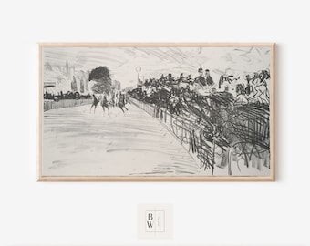 Frame TV Art | Vintage Frame TV Art | Black & White | Horse Derby | Digital Download | Art for Frame TV