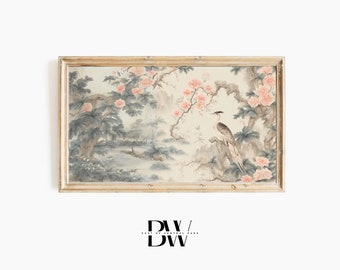 Frame TV Art | Spring Frame TV Art | Chinoiserie | Grandmillennial Frame TV Artwork | Frame Tv Frames | Tv Wallpaper