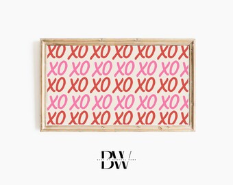 Frame TV Art | Valentine's Day Frame TV Art | xoxo Pink and Red |  Frame TV Artwork | Frame Tv Frames | Tv Wallpaper