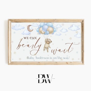 Frame TV Art | Custom Baby Shower Art | We Can Bearly Wait, Boy | Frame TV Baby Shower | Tv Wallpaper | Art for Frame TV