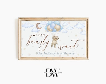 Frame TV Art | Custom Baby Shower Art | We Can Bearly Wait, Boy | Frame TV Baby Shower | Tv Wallpaper | Art for Frame TV
