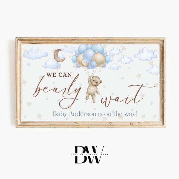 Frame TV Art | Custom Baby Shower Art | We Can Bearly Wait, Boy | Frame TV Baby Shower | Tv Wallpaper | Art for Frame TV