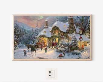 Frame TV | Christmas Art | Vintage Santa's Workshop Scene | Digital Download | Art for Frame TV