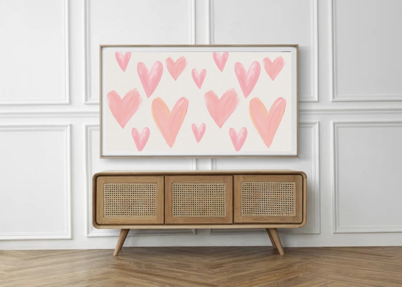 Frame TV Art Valentine's Day Frame TV Art Pale Hearts Digital Download Art for Frame TV image 2