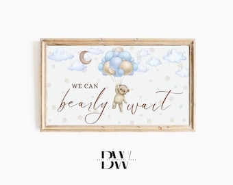 Frame TV Art | We Can Bearly Wait, Boy | Baby Shower Frame TV Art | Baby Shower | Digital Download | TV Wallpaper