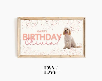 Frame TV Art | Custom Pet Birthday Frame Tv Art | Pet Birthday, Dog Birthday, Cat Birthday | Boy, Girl Birthday Frame Tv | Art for Frame TV