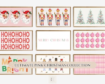 Frame TV | Ultimate Pink Christmas Frame Tv Art Set | 9 Images | Christmas Frame TV Art | Frame TV Artwork | Tv Wallpaper