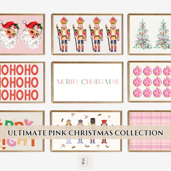 Frame TV | Ultimate Pink Christmas Frame Tv Art Set | 9 Images | Christmas Frame TV Art | Frame TV Artwork | Tv Wallpaper