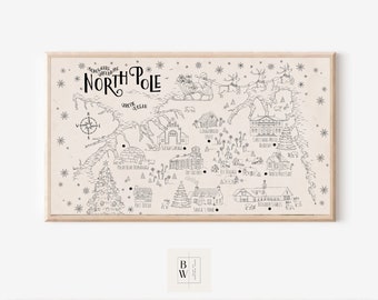 Frame TV | Christmas Art | Map of The North Pole | Digital Download | Art for Frame TV