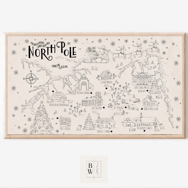 Frame TV | Christmas Art | Map of The North Pole | Digital Download | Art for Frame TV