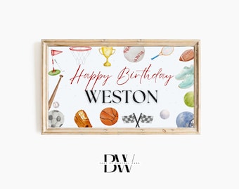 Frame TV Art | Custom Birthday Art | Frame TV Birthday Art | Sports Theme Birthday Party | Boy, Girl Birthday Frame Tv | Art for Frame TV