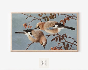 Frame TV Art | Vintage Painting | Vintage Flower, Bird Painting |  TV Art | Digital Download | Art for Frame TV