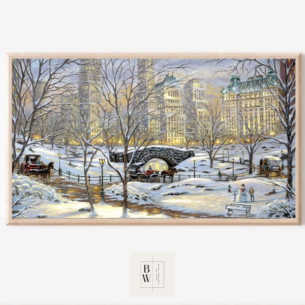 Frame TV Art | Christmas Art | New York at Christmas | Snowy Central Park | Digital Download | Art for Frame TV