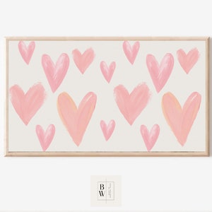 Frame TV Art Valentine's Day Frame TV Art Pale Hearts Digital Download Art for Frame TV image 1