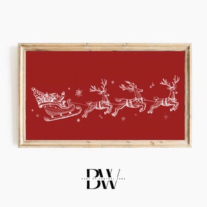 Frame TV | Traditional Christmas Frame Tv Art | Santa and His Reindeer | Christmas Frame TV Art | Frame TV Artwork | Tv Wallpaper