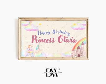 Frame TV Art | Custom Birthday Art | Frame TV Birthday Art | Princess Birthday Party | Girl Birthday Frame Tv | Art for Frame TV