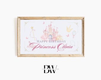 Frame TV Art | Custom Birthday Art | Frame TV Birthday Art | Princess Birthday Party | Girl Birthday Frame Tv | Art for Frame TV