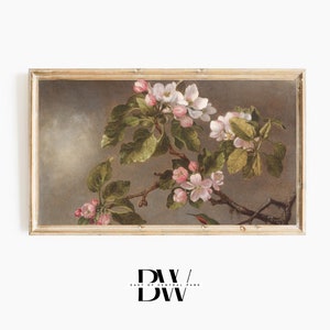 Frame TV Art | Hummingbird&#39;s Blossoms | Vintage Painting |  TV Art | Digital Download | Art for Frame TV
