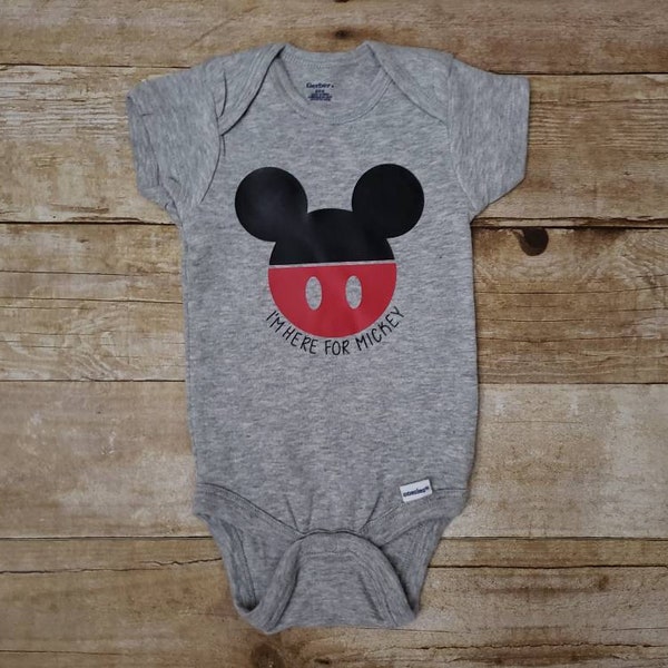 I'm Here for Mickey, Mickey Baby Outfit, Fitst Disney Trip, Mickey Bodysuit, Mickey Creeper