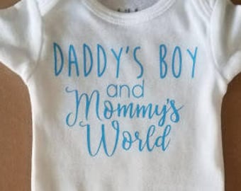 baby bodysuit, baby shirt, baby clothes, bodysuit, shirt, daddy's boy, mommy's world