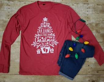 Baby Bump Christmas Shirt, Bumpin' Around the Christmas Tree, Pregnancy Shirt, Baby Bump's First Christmas, Pregnancy Christmas Shirt
