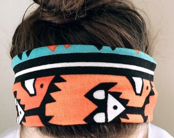 Blue & Orange Aztec Headband