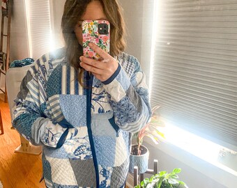 Blue Quilted Jacket, Coastal Grandmas Chic Quilted Jacket Blue Quilted Jacket, Coastal Grandmas Chic Quilted Jacket