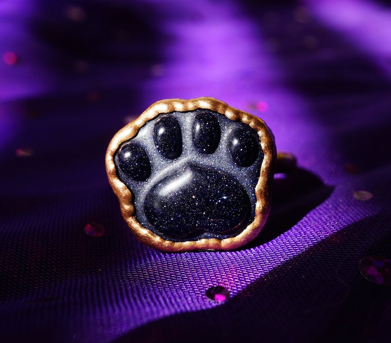 Cat Lovers Gifts Blue Crystal Ring Kitty Ring Crystal Jewelry Cat Paw Ring Cat Paw Ring Electroformed Copper Ring Handmade Ring