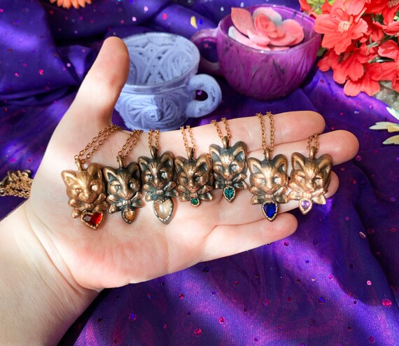 Crystal Cat Jewelry Rhinestone Jewelry Crystal Jewelry Copper Purple Amethyst Birthstone Necklace Crazy Cat Lady Rainbow Cat Mom Gifts Etsy