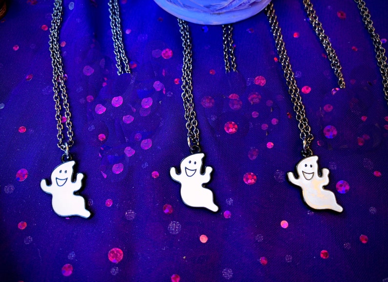 Handmade Halloween Necklace Ghosts and Ghouls Boo Necklace Ghost Fashion Ghost Necklace Ghoul Fashion Ghoul Gang Ghost Halloween Decor