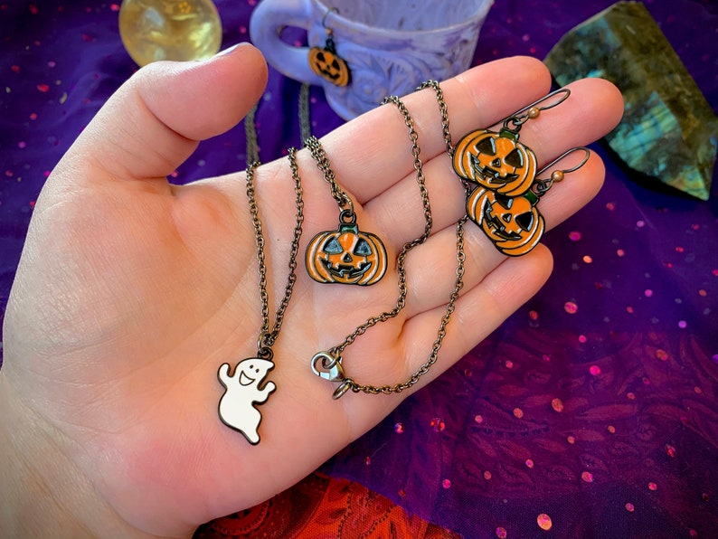 Handmade Halloween Necklace Ghosts and Ghouls Boo Necklace Ghost Fashion Ghost Necklace Ghoul Fashion Ghoul Gang Ghost Halloween Decor