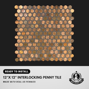 Tile Sheets of US Copper Pennies. Penny Floor and Backsplash Tiles (12"x11.5") - FREE SHIPPING!