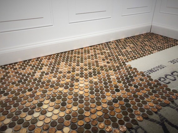 Tile Sheets of US Copper Pennies. Penny Floor and Backsplash Tiles