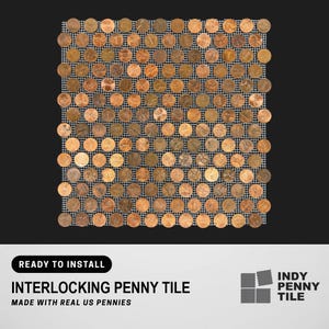 Real Penny Tile Sheets, 168 U.S. Pennies on Interlocking Mesh for Floors & Backsplashes