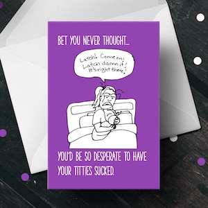 Carta per l'allattamento al seno - Nuova carta per bambini - Funny Baby Shower - Funny Baby Card - Joke Baby Shower - Nuova carta mamma - Carta tiralatte - Silly Mom