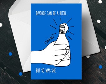 Tarjeta de divorcio - Tarjeta de ruptura - Tarjeta de celebración de divorcio - Saludo de divorcio - Tarjeta de felicitación - Recién divorciado - Divorcio masculino