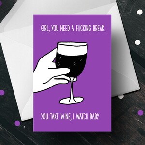 Maman a besoin d’une pause - Carte d’amitié - Carte de nouvelle maman - Nouvelle carte maman - Postpardum - Postnatal - Carte d’aide - Nouvelle carte bébé - Carte bébé - Vin